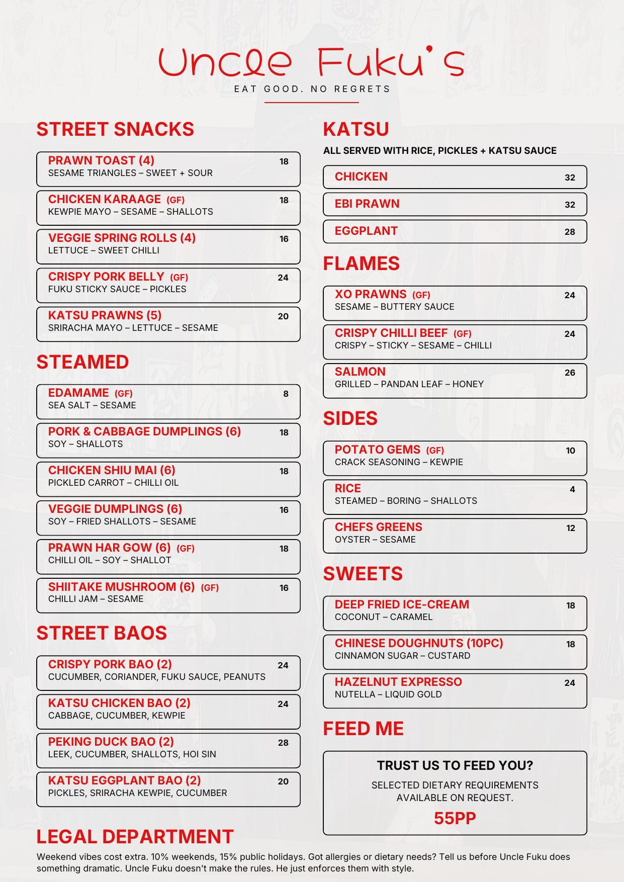 Uncle Fuku food menu
